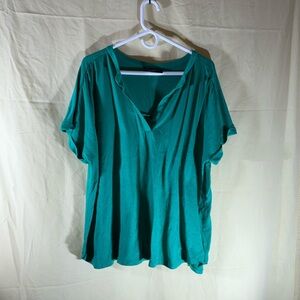 Lane Bryant Women's Green V-Neck Top